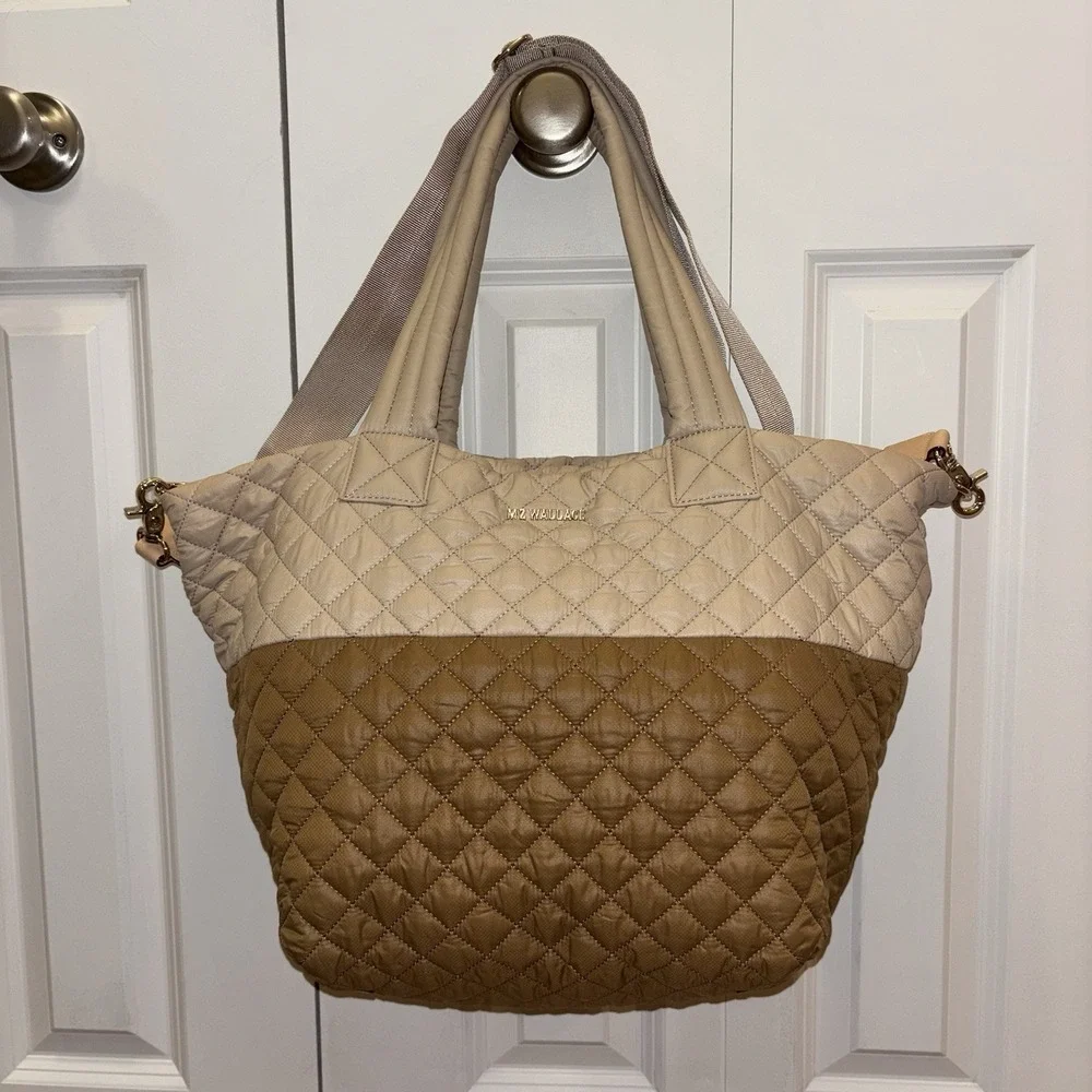 NEW MZ Wallace Buff/Caramel Medium Metro Tote Deluxe Quilted NWOT $275